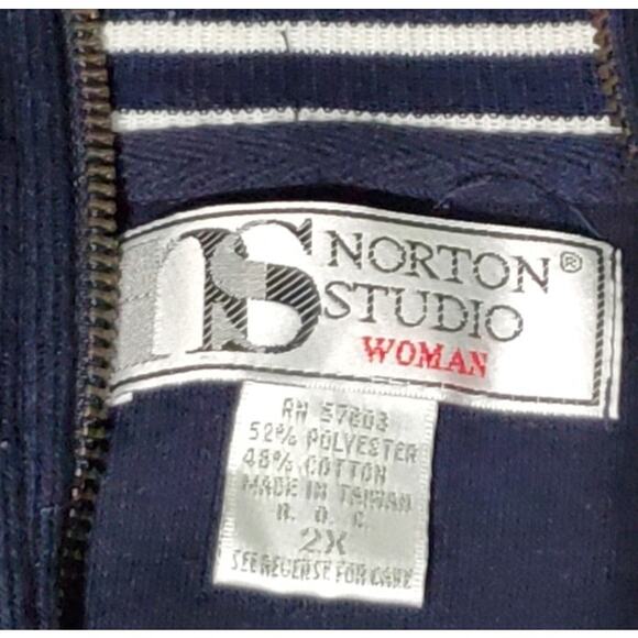 Norton Studio Womens Long Sleeve Navy and White Shirt Size 2X Nautical Preppy - Picture 5 of 5